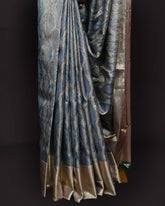 Graceful Blue Tissue Kanjivaram Saree with Golden Elegance